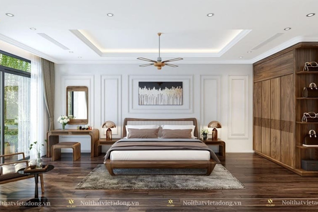 Bàn trang điểm gỗ óc chó BTD-06